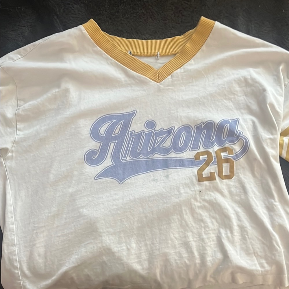 Tilly's White and Yellow Arizona Crop Top